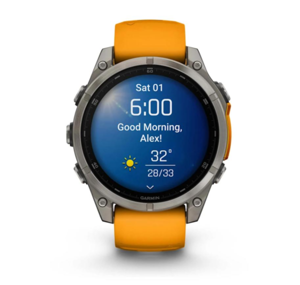 Garmin Smartwatch Fenix 8 - 47 Mm, Amoled Sapphire, Titanio, Titanium & Spark Orange - immagine 2