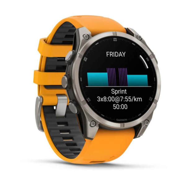 Garmin Smartwatch Fenix 8 - 47 Mm, Amoled Sapphire, Titanio, Titanium & Spark Orange - immagine 3