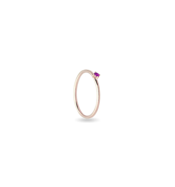 Anello Filodamore prezioso large in Oro Rosa 9kt e rubini - immagine 2