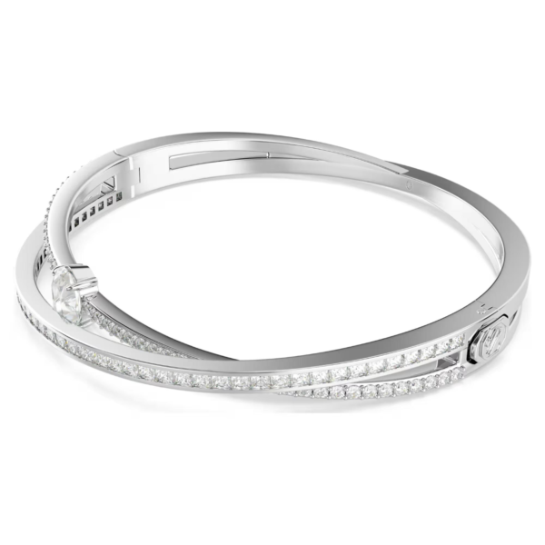 Bracciale rigido Hyperbola Taglio misto, Bianco, Placcato rodio - immagine 2