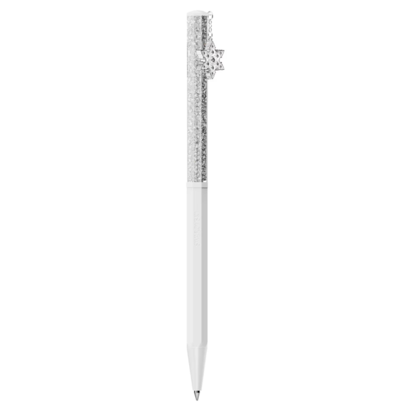 Penna a sfera Crystalline Forma ottagonale, Fiocco Di Neve, Bianco, Laccato bianco - immagine 2