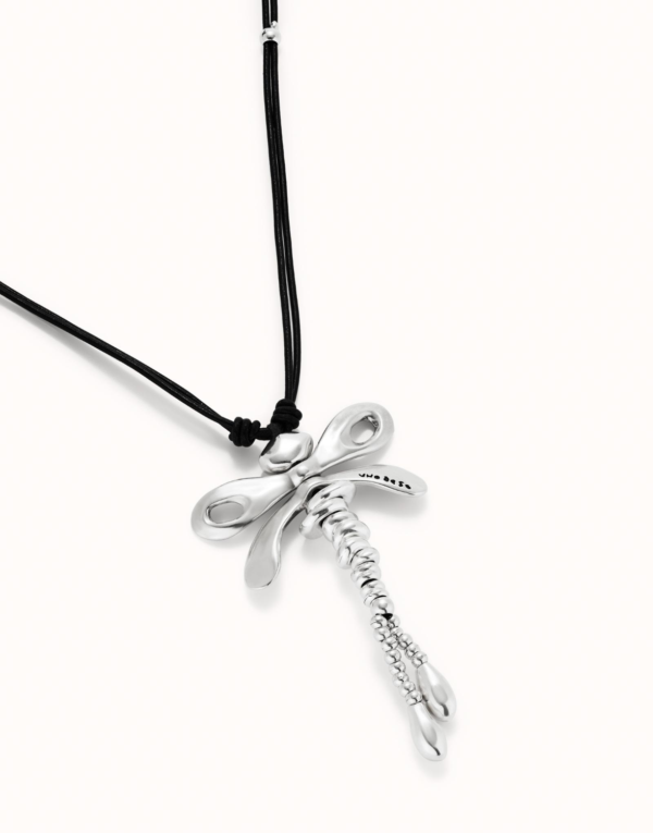 Uno De 50 Collana Donna cuoio con libellula centrale placcata argento sterling - immagine 2