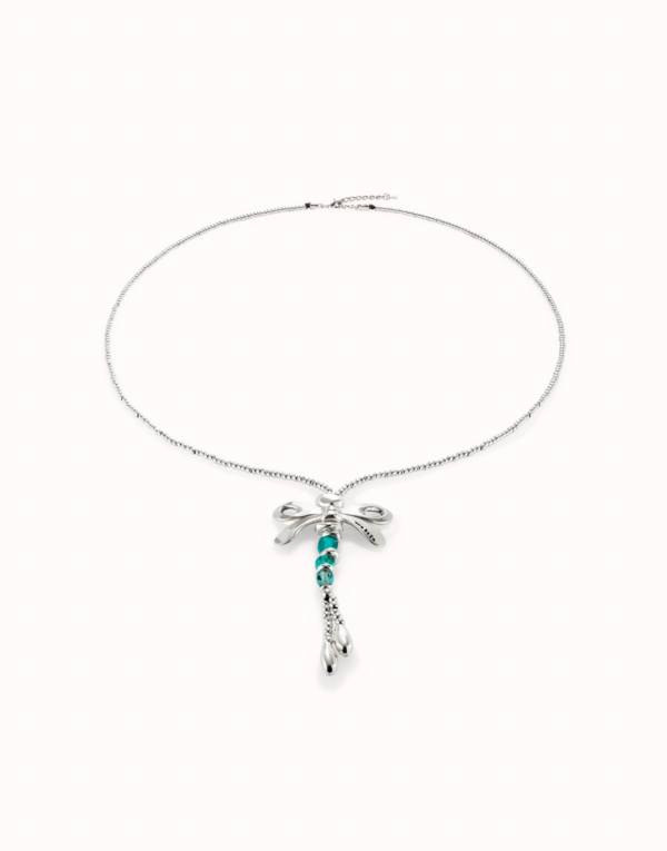 Uno De 50 Collana Donna placcata argento sterling e libellula con cristalli artigianali verdi - immagine 2