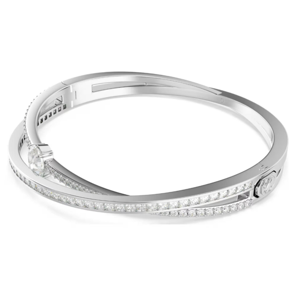 Swarovski Bracciale Rigido Hyperbola Taglio Misto, Bianco, Placcato Rodio - immagine 2