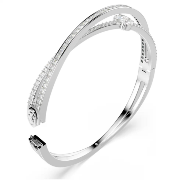 Swarovski Bracciale Rigido Hyperbola Taglio Misto, Bianco, Placcato Rodio - immagine 3