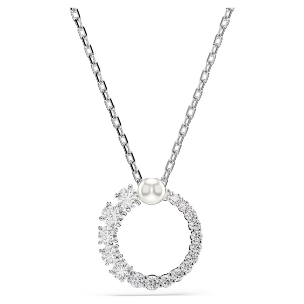 Swarovski Pendente Matrix Crystal Pearl, Taglio Round, Bianco, Placcato Rodio