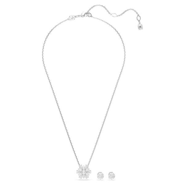 Swarovski Set Idyllia Taglio Misto, Fiocco Di Neve, Bianco, Placcato Rodio - immagine 2