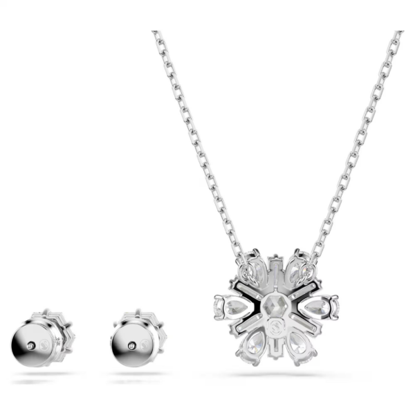 Swarovski Set Idyllia Taglio Misto, Fiocco Di Neve, Bianco, Placcato Rodio - immagine 4