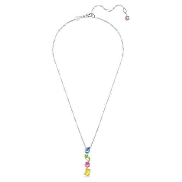 Swarovski Pendente A Y Gema Taglio Misto, Multicolore, Placcato Rodio - immagine 2