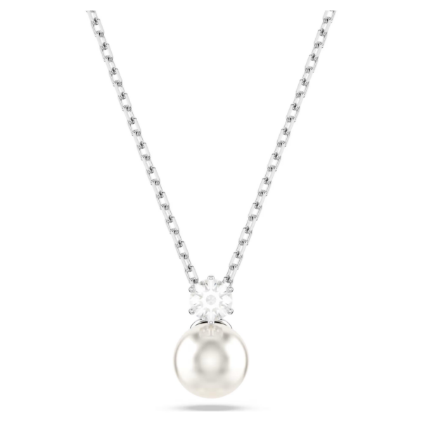 Swarovski Pendente Matrix Crystal Pearl, Taglio Round, Bianco, Placcato Rodio