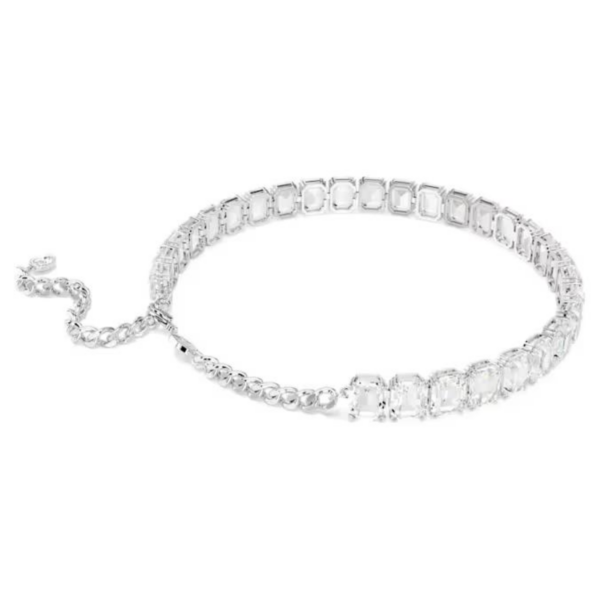 Swarovski Girocollo Millenia Taglio Ottagonale, Bianco, Placcato Rodio - immagine 4