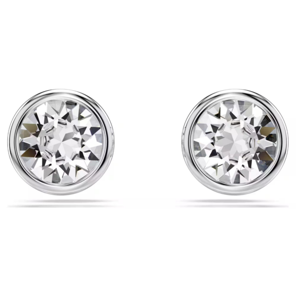 Swarovski Orecchini A Lobo Imber Taglio Round, Bianchi, Placcato Rodio